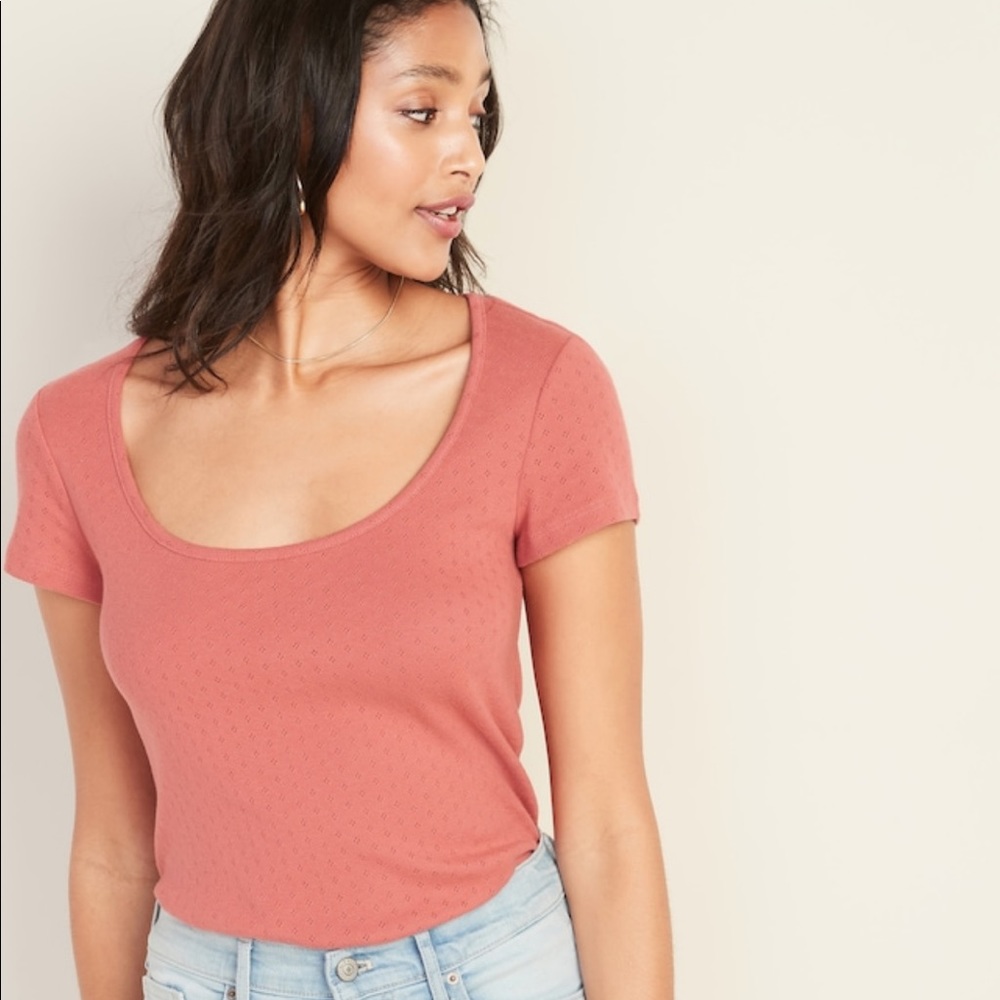 Pointelle Scoop-Neck Tee
